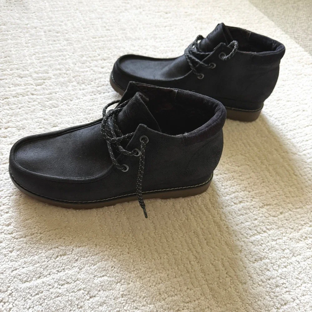 Skechers BOBS Skipper Tide Pool Black Ankle Boots Memory Foam 114718 Womens 8.5